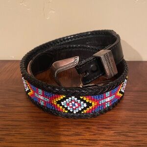 Vintage Black Beaded Men's Belt